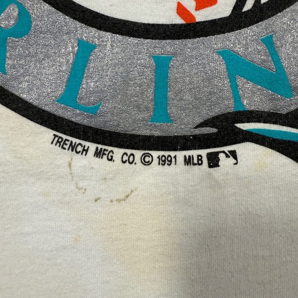 Vintage 90s Hanes Florida Marlins MLB Baseball Tee Single Stitch Made in USA XXL - Picture 4 of 6